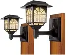 2 Pack Solar Lanterns Outdoor Waterproof Wall Lights Hanging Fence Warm White