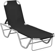 Sun Lounger, Outdoor Sun Lounge Patio Chaise Lounge Reclining Chair Recliner Chair Sun Lounger Aluminium and Textilene Black