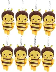HOODANCOS 8pcs Plush Bee Keychain Adorable Stuffed Animal Pendant for Bags Purses Phones Soft Material Unique Flair Playful Party Decoration