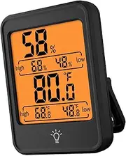 Digital Thermometer Hygrometer Clear Display High Accuracy Indoor Temperature Humidity Meter Home Office (Black)