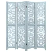 Boho Elegance Carved Wood Room Divider, 4/6-Panel, 1.65m High, Blue