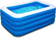 Inflatable Kiddie Pool, 70X55X29 Inch, Rectangular, PVC, Ages 3+