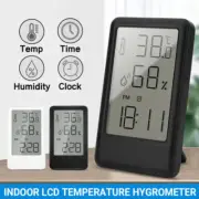 Digital Thermometer Humidity Meter Room Temperature Indoor LCD Hygrometer Clock
