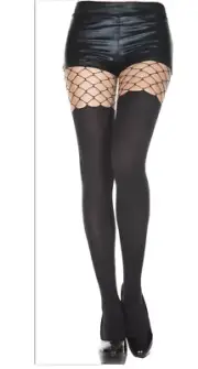 Fashion Nova Music Legs Kaylee Top Fishnet Insert Opaque Tights OS