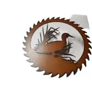 Metalwork Custom Cut Metal Wall Sign. 12inx12in Saw Blade With Duck And Grass