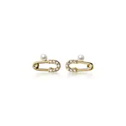 ANYCO Fashion Earrings Chic Small Pave Zircon Paper Clip Pin Stud Genuine Sterling Silver Jewelry Gift for Women