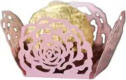 AIMALL 50PCS Decorative Candy Chocolate Box, Laser-Cut Pearl Paper, Perfect for Weddings and Holidays, 1.38x1.38 Inches Folded, 3.35x3.35 Inches Unfolded, Pink