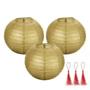 3 Pcs Gold Round Paper Lanterns 8 Inch Paper Lantern Party Decorations
