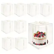 8 Pcs 10x10x12Inch Clear Cake Box, PET Tall Cake Boxes, Clear Gift Boxes for ...