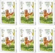 6 Pack Acrylic Magnetic Frames for Refrigerator, Clear Picture Frames for Mini Instant Photos, (2.4 x 3.5 x 0.4 INCH/6 x 9 x 1 CM) Wallet Size Photo Magnet Frame