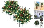 Lighted Artificial Christmas Urn Filler, Pre-lit Xmas Pine Trees with Cones, 2