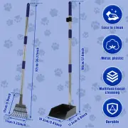 Pooper Scooper Metal Scooper Tray and Rake Set Long Handle Stainless Steel]