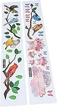 GARVALON 2 Sheets Spring Window Clings of Cartoon Bird Flower Branch Static Cling Stickers for Doors Windows for Rooms Spring Decor