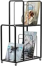 2-tier Iron Art Storage Easels，Art Canvas Storage Rack, Art Drying Painting Rack with Wheels, Adjustable Art Storage Easel Display Stands for Canvas Boards, Panel, Crafts Drying and Print Rack