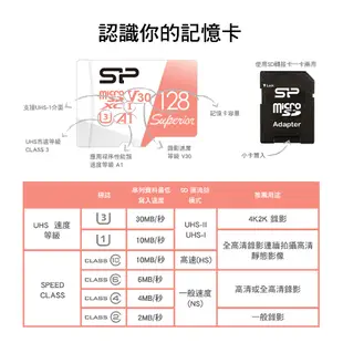 SP microSDXC UHS-I V30 A1 64G 128G 256G 記憶卡 (附轉卡) TF卡 手機 廣穎