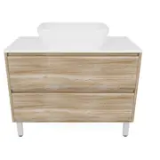 Forme Razor 900mm Freestanding Vanity With Myanmar Stone Top And Pluto Above Counter Basin - Walnut