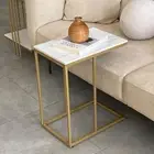 Marble Top Side Table Gold: C Shape Sofa End Tables Slim 45x30x54cm High Gloss M