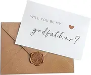 Joyfulmap Will You Be My Godfather Card, Be My Godfather Card with Kraft Envelope and Wax Seal, Elegant Line Lettering Printed on Heavyweight Card Stock,Godfather Proposal Cards