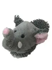 Girls Plush Fuzzy Gray Elephant Slippers Scuffs House Shoes 11-12