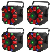 (4) Eliminator Furious Three RG LED DMX Moonflower/Wash/Laser Effect Lights