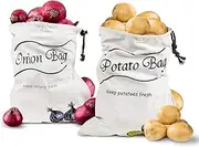 2Pcs Potato and Onion Storage Bags - Vegetable Storage Bags Onion Storage Bag Potato Storage Bag - Onion and Potato Storage Bags Reusable Produce Bags Washable Storage for Onions and Potatoes