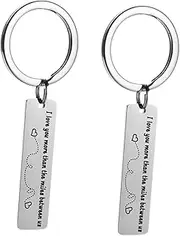 [Beavorty] Valentine's Day Keychain Chains Friendship Love Long Distance Relationship Date Valentines Heart Wedding Girlfriend Valentine's Day present Couple present Silver Stainless Steel