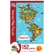 America Illustrated Map Wooden Jigsaw Puzzle for Children and Adults - 152-Piece