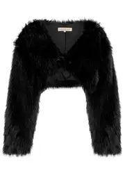 Free People Martini Cropped Faux fur Jacket - Black - M (UK 12-14 / M) M (UK 12-14 / M)