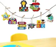 Cileznw Kindergarten Graduation Tags - 9 Pack Graduation Labels, Craft Paper Pendants and Decorative Items with String for Kindergarten or Preschool Classroom