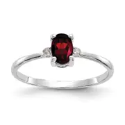 Solid 14k White Gold Simulated CZ & Garnet Birthstone Ring