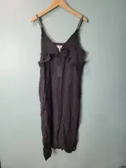 One Teaspoon Cupro Blend Sexy Slit Strappy Lucky Streak Slip Black Dress S NWT