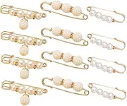 [LIFKOME] 12pcs Clothes Pin Clothing Brooch Clip Cardigan Pin Clips Dress Waist Clip Scarfs for Women Dressy Pearl Brooch Hat Pin Neckline for Women Shawl Pin Decorative Pin Man-made Pearl