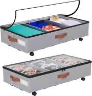 2 Pack under Bed Storage with Wheels Underbed Storage Containers Closet Blankets