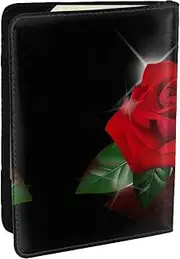 [JEJEA] Red Roses Print Travel Organizer Credit Cards Case Passport BookPassport Holder Cover Wallet forTraveling,, Black, One Size