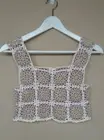 Crochet Granny Square Summer tank top Handmade Multi color Mauve, Ecru, White