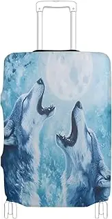 [Joisal] Howling Wolves Blue Suitcase Covers for Luggage Tsa Approved Fit 18-32 Inch Luggage Identifiers for Suitcases Unique, Howling Wolves Blue, L 26-28 in