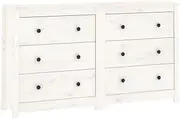 White Solid Pinewood Sideboard Buffet 140x35x80 cm | Rustic Dining Room Storage Cabinet | Durable & Eco-Friendly Furniture for Home Decor