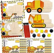 Construction Party Favors 24 Pcs Construction Birthday Party Supplies Construction Cards with Wooden Painting Crafts Bulk Construction Party Decorations