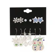 Blue Snowflake Earring Set Gold Fashion Christmas Ornaments Christmas Bell Bell
