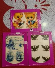 Vintage Meyercord decals ~ Dutch, patriotic, nursery animals (duck, bear)