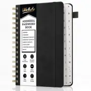 WEMATE Spiral Address Book With Alphabetical Tabs, Leather Password Book, Keep ,