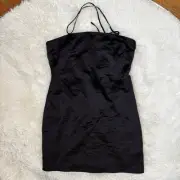 ASOS TopShop Women's Size 6 Black Strappy Satin Mini Dress NWT