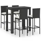 Modern PE Rattan Bar Furniture Set Weather Resistant Patio Table And Stools 5pcs