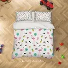 3D Fruit Flamingo Leaves Pattern Quilt Cover Set Bedding Sets Pillowcases Queen