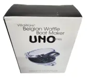 VillaWare Belgian Waffle Maker Uno Series Boat 2007 Makes 2-6” X 1 1/4” Thick