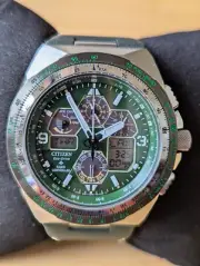 Citizen Promaster Skyhawk A-T Chronograph GMT Green Dial Men's Watch JY8147-01X