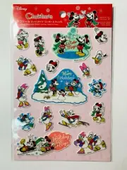 Daiso Disney MICKEY & FRIENDS CHRISTMAS HOLIDAY BUBBLE STICKERS -New *US Seller*