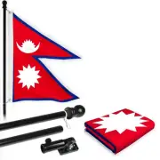Combo Pack: 6 Ft Tangle Free Spinning Flagpole (Black) & Nepal Flag 3x5 Ft