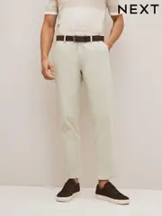 Light Stone Slim Fit Belted Soft Touch Chino Trousers (A73649) | $55