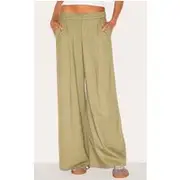Premium Olive Woven Pinstripe Tailored Straight Leg Pants, Olive
